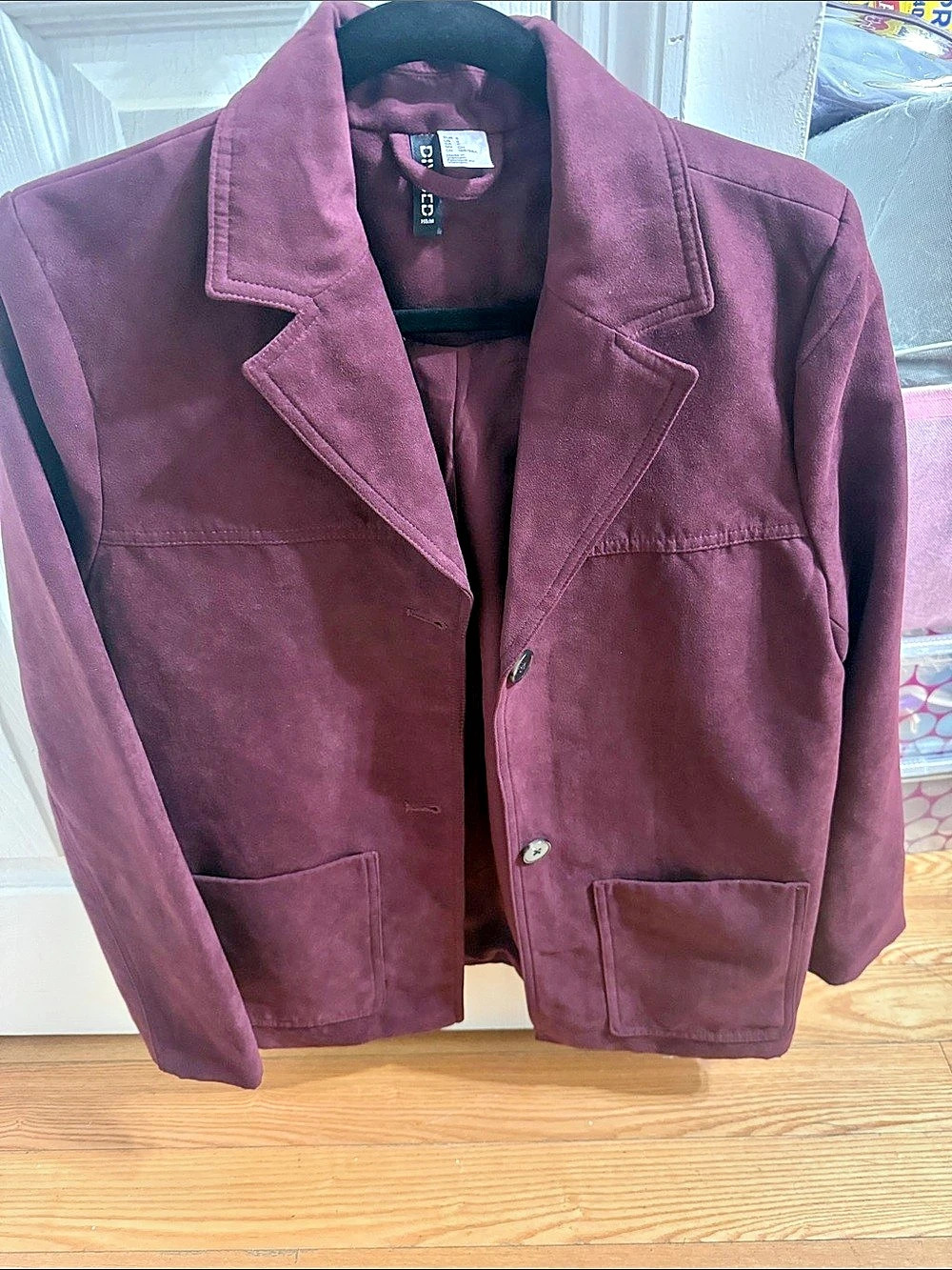 H&M Divided Faux Suede Blazer Jacket Women's Purple